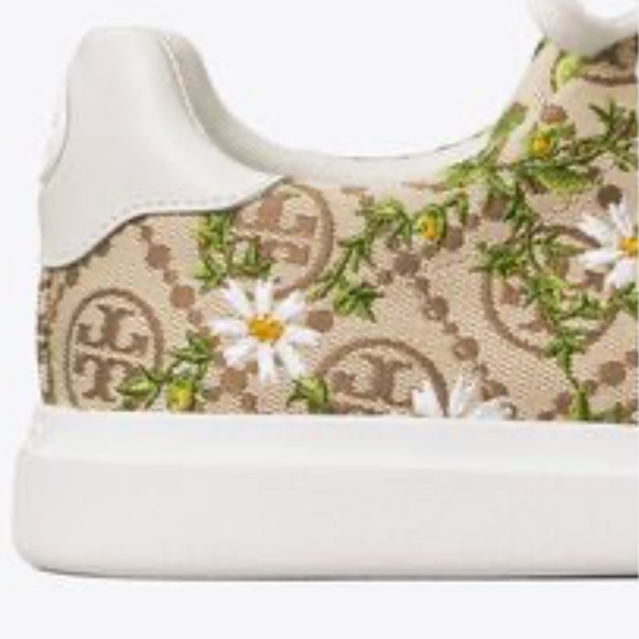 Tory Burch T monogram floral embroidered Howell Court sneakers - Picture 5 of 8